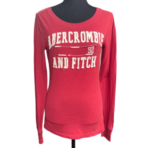 Abercrombie & Fitch - Red Long Sleeve Graphic Tee - “92” Logo Top - Size Large - Picture 8 of 8